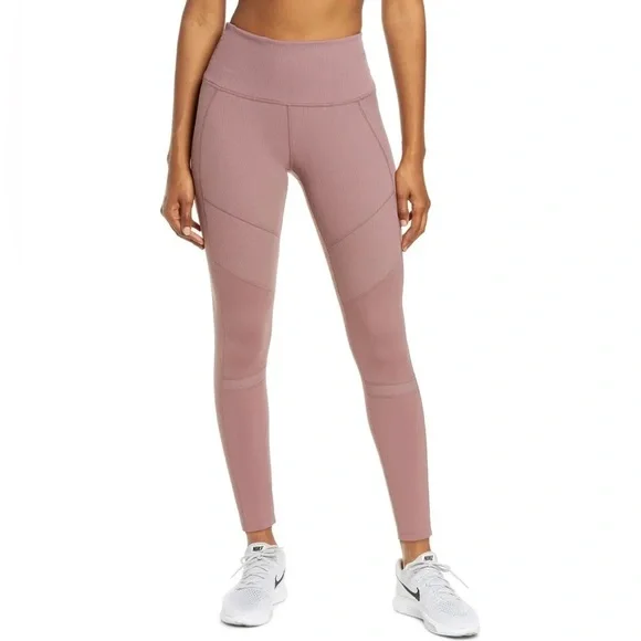 Zella Pants Jumpsuits Zella Moto Ribbed High Waisted Ankle